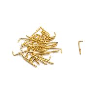 Geesatis 1.5 Inch Plated Copper Hook Right-Angle Hooks Mental Hook, L-Screws, for Hanging Small Stuff, Set of 100