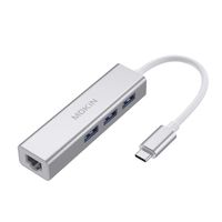 USB-C to Gigabit Ethernet USB A 3.0 Adapter Hub for USB C Type-C Thunderbolt 3 MacBook/MacBook Pro, Dell XPS 13, HP Spectre x2 and More (Silver)