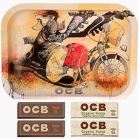 Small OCB Slow Burn Motorcycle Rolling Tray with 4 OCB 1 1/4 Papers