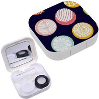 Portable Contact Lens Case Box Travel Kit Mirror + Bottle + Tweezers Container Holder [ Ornate Floral Endless ]