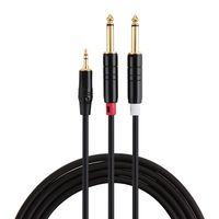 CableCreation 6FT 3.5mm 1/8" TRS to 2 x 6.35mm 1/4" TS Mono Y Cable Splitter Cable Compatible with iPhone, iPod, Laptop, CD Players,Power Amplifier, Mixer, Home Stereo Systems,1.8 Meters/Black
