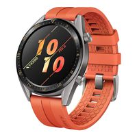 SUNG-LL Huawei Watch GT 2019 Bluetooth SmartWatch,Ultra-Thin Longer Lasting Battery Life, Waterproof, Compatible with iPhone and Android -Titanium Grey Stainless Steel (Orange Fluoroelastomer Band)