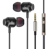 Earbuds Ear Buds Earphones Headphones Noise Isolating with Microphone and Volume Control Powerful Bass for iPhone iPod iPad Samsung HTC Tablets Laptop Mp3 Mp4 Players Black