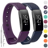 GVFM Compatible with Fitbit Inspire/Inspire HR Bands, Adjustable Soft Silicone Bracelet Accessories Sport Strap for Women Men Wristbands (Small, 2-Purple and Navy)
