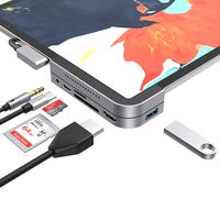 MoKo USB C Hub Adapter for iPad Pro 3rd Generation 2018, 6 in 1 iPad Pro Docking Station Type-C Dongle -USB 3.0, 4K HDMI, 3.5mm Headphone Jack and Micro/SD Card Readers for iPad Pro 11 12.9" and More