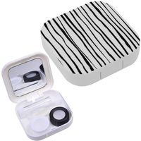 Portable Contact Lens Case Box Travel Kit Mirror + Bottle + Tweezers Container Holder [ Trendy Modern Line ]