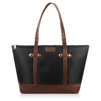 ZoneFoker Laptop Tote Bag,Fits 15.6-17 Inch Laptop,Womens Lightweight Water Resistant Nylon Shoulder Bag Tote Bag (Black)