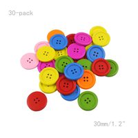 Mahaohao 4 Holes Mixed Color Large Buttons 30mm in Bulk for Environmental Sewing Fasteners Scrapbooking DIY Craft (1.2", 30pcs)