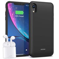 Battery Case for iPhone Xs, 5000mAh Portable Charging Case Protective Extended Battery Charger Case Compatible with iPhone Xs with Free Ear PODS (Black XS)
