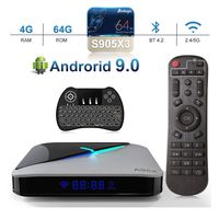Android 9.0 TV Box 4GB 64GB EstgoSZ Smart 4K Android TV Box Amlogic S905X3 A55 CPU G31 GPU HDMI 2.1/H265 VP9 Decoding/2.4G 5.0G Wifi/100M LAN/BT4.2/USB3.0 Android Box with Mini Wireless Keyboard