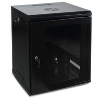 Makom 12U Wall Mount Network Equipment Server Data Cabinet Enclosure Wallmount Rack Glass Door Locking with Keys (Black)