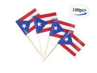 JBCD Puerto Rico Flag Puerto Rican Flags,100 Pcs Cupcake Toppers Flag, Country Toothpick Flag,Small Mini Stick Flags Picks Party Decoration Celebration Cocktail Food Bar Cake Flags