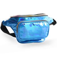 Mum's memory Metallic Hologram Fanny Pack - Outdoor Sport Waist Pack for Running, Hiking, Traveling for Women and Men (Blue)