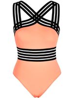 Hilor Women's One Piece Swimwear Front Crossover Swimsuits Hollow Bathing Suits Monokinis Lightsalmon S/US4-6