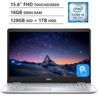 2019 Newest Dell Inspiron 15.6" Full HD LED-backlit Touchscreen Laptop, Intel Core i5-8265U Processor up to 3.9GHz, 16GB RAM, 128GB M.2 SSD + 1TB HDD, Backlit Keyboard, Wireless-AC, Windows 10, Silver