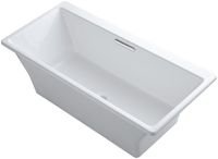 Reve 67 In. x 32 In. Freestanding Bath with Brilliant Blanc Base and Center Drain, White