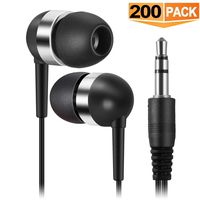 Bulk Earbuds Headphones 200 Pack - Soundpretty Wholesale Classroom Students School Kids Earbuds in Bulk for Computer Class Library Individually Bagged