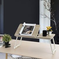 Breakfast Laptop Tray, HOUSEINBOX.COM Foldable Bed Desk Sofa Couch Table Notebook Stand Reading Holder Wood Top (Beech White)