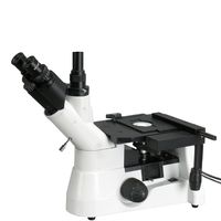 AmScope ME1400T Inverted Trinocular Metallurgical Microscope, 40X-400X Magnification, WF10x Eyepieces with Reticle, Kohler Condenser, 30W Halogen Illumination with Rheostat, Double-Layer Mechanical Stage, 85-230V
