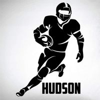 Custom Boys Name Football Running Back -0284- Personalized Boys Football Wall Decal - Football Theme Wall Decal - Sports Decal - Gridiron