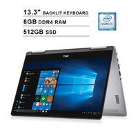 2019 Dell Inspiron 13 7373 13.3 Inch 2-in-1 Touchscreen FHD 1080P Laptop (8th Gen Inter 4-Core i5-8250U up to 3.4GHz, 8GB DDR4 RAM, 512GB SSD, Intel UHD Graphics 620, Backlit KB, Windows 10) (Grey)
