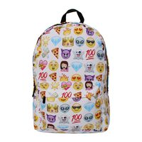 HELLATHUND White Outdoor Rainbow Bag Fantasy Backpack Rucksack School Unisex Shoulder Bag for Girls (white emojis)