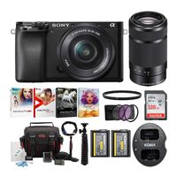 Sony Alpha a6100 APS-C Mirrorless Interchangeable-Lens Camera with 16-50mm and 55-210 Lens Bundle (9 Items)