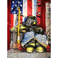 Diy 5D Diamond Painting By Number Kit, Full Drill American Firefighter Clothes Arts Craft Canvas Wall Decor, 19.7X27.6 Inch(Frameless)