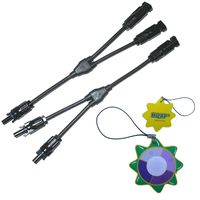 HQRP Pair MC4 Y-Branch Solar Panel Cable F/F/M & M/M/F (2F1M & 1F2M) TUV for PV/Photovoltaic System and for Connection Solar Panels Plus UV Meter