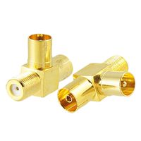 uxcell 2 Pcs F Female to TV PAL Male Female T Joint Connector RF Coax Adapter