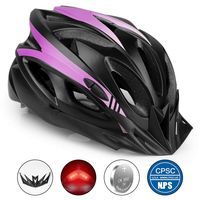 Tai Koo Adult Bike Helmet, CPSC Certified Cycle Helmet for Adults Men/Women, Adjustable Size Road Cycling Bicycle Helmet with Detachable Visor/Rear Light/Reflective Strap - Black Purple