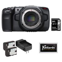 Blackmagic Design Pocket Cinema Camera 6K (Canon EF) with Lexar 64GB Pro Memory Card, LP-E6 Battery Pack & Screen Wipes (5-Pack) Bundle