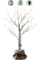 LOFTPLUS LED Birch Tree Hand-Painted Bonsai String Light 24 LED for Indoor Use Warm White Battery-Operated AC Adapter Burlap Sack Included - 24inch Tall