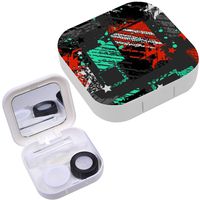 Portable Contact Lens Case Box Travel Kit Mirror + Bottle + Tweezers Container Holder [ Grunge Urban ]