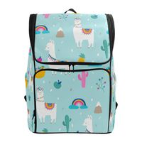 Naanle Stylish Cute Llama Alpaca Cactus Fresh Pattern Casual Daypack College Students Multipurpose Backpack Large Travel Hiking Bags Computer Bag for Men Women