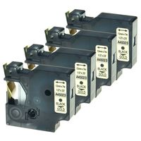 GREENCYCLE 4PK Black on Gold Label Tape Compatible for Dymo D1 45023 S0720630 1/2 Inch LabelManager 450D Labeling Maker (4PK 45023)