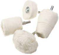 MATCC 4Pcs White Flannelette Polishing Wheel Cone/Column/Mushroom/T-Shaped Wheel Grinding Head with 1/4'' Handle for Metal Aluminum,Stainless Steel,Chrome,Jewelry,Wood,Plastic,Ceramic,Glass,etc