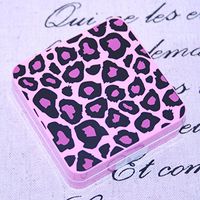 Portable Plastic Case Set Mirror Contact Lens Case Containers (Rose Leopard)