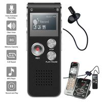 NeeGo Digital Voice Activated Recorder for Lectures 8GB with USB Light Weight Portable MP3 Player with Mic 3.5mm Microphone - Plus Telephone Pickup Cordless Landline Phone Recording Device Recorder