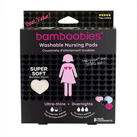 Bamboobies Washable Nursing Pads For Breastfeeding Variety Pack| Reusable Breast Pads| 4 Pairs| 3 Regular Pairs + 1 Overnight Pair | Multi-Color
