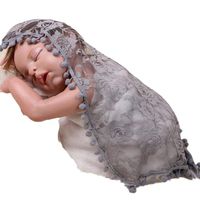 Baby Photography Prop , Newborn Infant Romper + Skirt + Headband + Blanket Costume (suit for baby 0-4 Months, Wrap Grey)