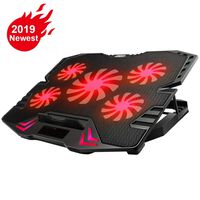 KEROLFFU Gaming Laptop Cooler 12-15.6inch 5-Fans 2500RPM Strong Wind,Dual USB 2.0 Ports, Adjustable Mount Stand ...