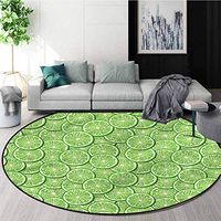 RUGSMAT Food Modern Machine Washable Round Bath Mat,Sliced Ripe Limes Fresh Fruit Coffee Table Mat Non-Skid Living Room Carpet Round-59