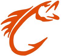 hBARSCI Fish Hook Vinyl Decal - 5 Inches - for Cars, Trucks, Windows, Laptops, Tablets, Outdoor-Grade 2.5mil Thick Vinyl - Orange