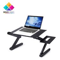 Adjustable Laptop Riser Stand - Portable & Vented Laptop Desk/Stand/Table for MacBook, Notebook & Ultrabook - Lightweight &Ergonomic Tray for Bed, Lap & TV - with 2 USB Cooling Fans & Mouse Pad