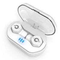 Wireless Bluetooth V5.0 Earbuds Hi-Fi Stereo Sound IPX7 Waterproof Bass Built-in Dual Microphone in Ear Headphones Touch Control Charging Case Running, Jogging, Gym, Workout (White)