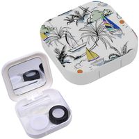 Portable Contact Lens Case Box Travel Kit Mirror + Bottle + Tweezers Container Holder [ Summer ]