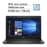 2020 Newest Dell Inspiron 15 3583 15.6 Inch Laptop (Intel 4-Core i5-8265U up to 3.9GHz, 16GB DDR4 RAM, 512GB SSD (Boot) + 1TB HDD, Intel UHD 620, WiFi, Bluetooth, HDMI, Windows 10, Black) (Renewed)