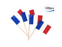 France Flag French Flags,100 Pcs Cupcake Toppers Flag, Country Toothpick Flag,Small Mini Stick flags Picks Party Decoration Celebration Cocktail Food Bar Cake Flags