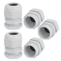 Uxcell a15062500ux0366 5 Pcs PG21 Compression Waterproof Stuffing 16-21mm Cable Glands White (Pack of 5)